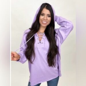 NWT BIBI YELLOW CRISS CROSS TIE FRONT HOODIE